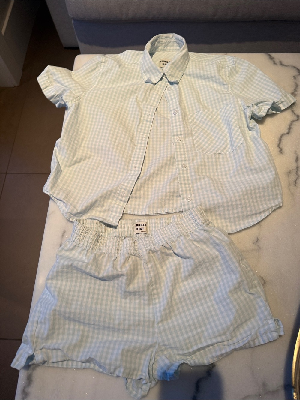 Sunday Best Light Blue & White Gingham Set